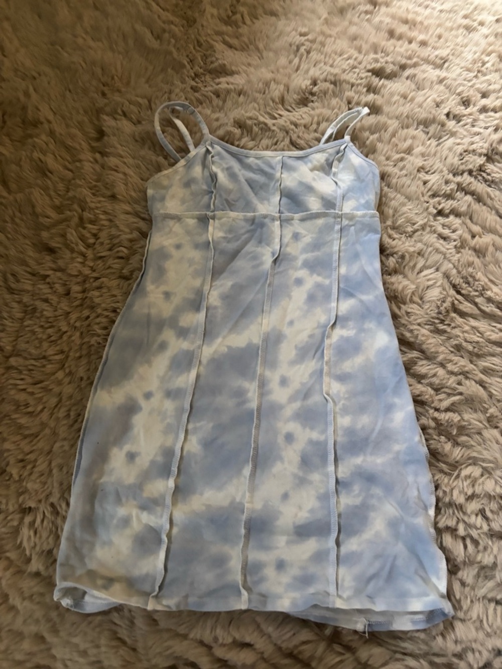 Full Tilt Light Blue and White Tie-Dye Mini Dress
